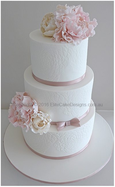 Girls Christening cake with roses and peonies